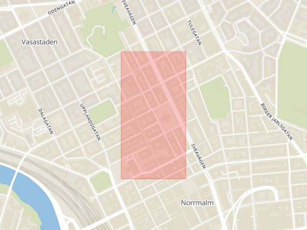 Karta som med röd fyrkant ramar in Norrmalm, Holländargatan, Stockholm, Stockholms län