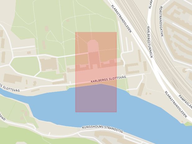 Karta som med röd fyrkant ramar in Karlberg, Stockholm, Stockholms län