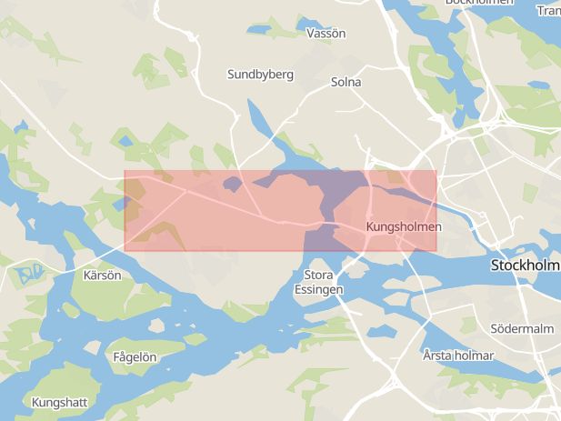 Karta som med röd fyrkant ramar in Drottningholmsvägen, Stockholm, Stockholms län