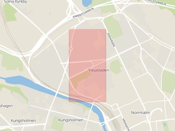 Karta som med röd fyrkant ramar in Dalagatan, Vasastan, Stockholm, Stockholms län