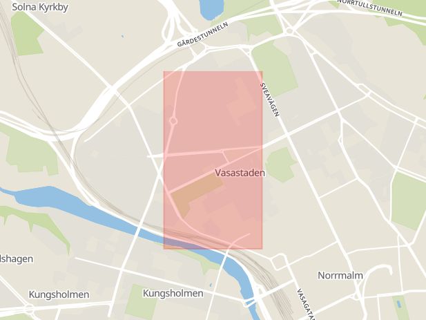 Karta som med röd fyrkant ramar in Dalagatan, Stockholm, Stockholms län