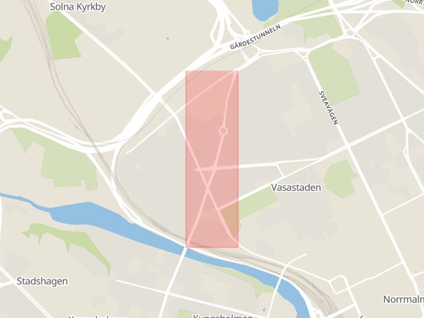 Karta som med röd fyrkant ramar in Sankt Eriksgatan, Vasastaden, Stockholm, Stockholms län