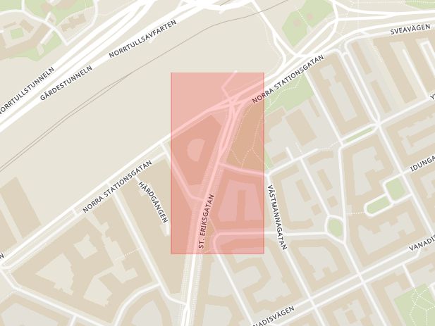 Karta som med röd fyrkant ramar in Sankt Eriksgatan, Västmannagatan, Stockholm, Stockholms län