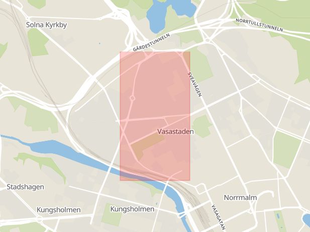 Karta som med röd fyrkant ramar in Dalagatan, Stockholm, Stockholms län