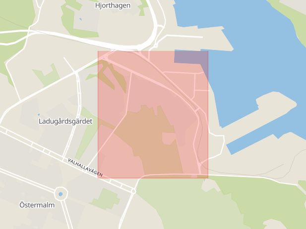 Karta som med röd fyrkant ramar in Tegeluddsvägen, Stockholm, Stockholms län