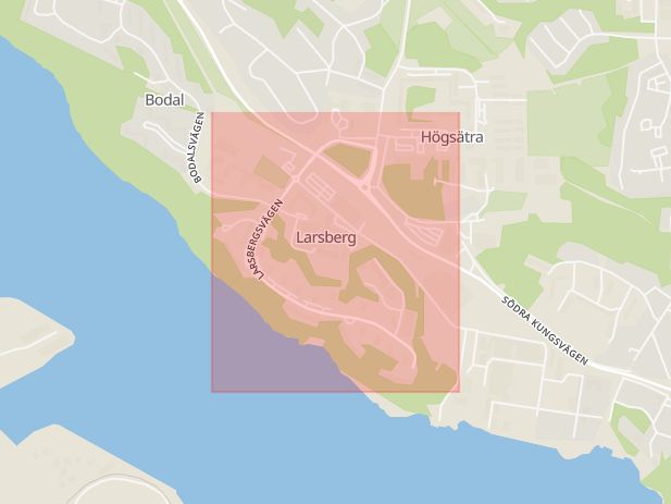 Karta som med röd fyrkant ramar in Larsberg, Agavägen, Larsbergsvägen, Lidingö, Stockholms län