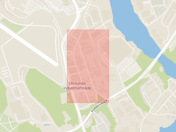 Karta som med röd fyrkant ramar in Ranhammarsvägen, Ulvsunda, Stockholm, Stockholms län