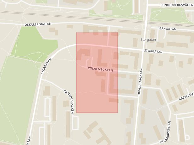 Karta som med röd fyrkant ramar in Hagalund, Djursjukhuset, Solna, Stockholms län