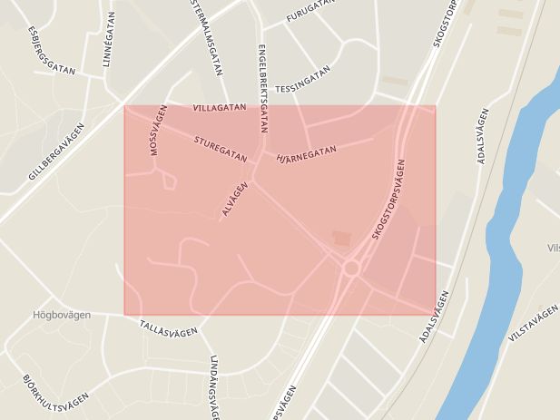 Karta som med röd fyrkant ramar in Staregatan, Eskilstuna, Södermanlands län