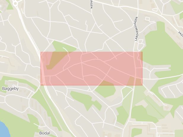 Karta som med röd fyrkant ramar in Hersby, Mosstorpsvägen, Lidingö, Stockholms län