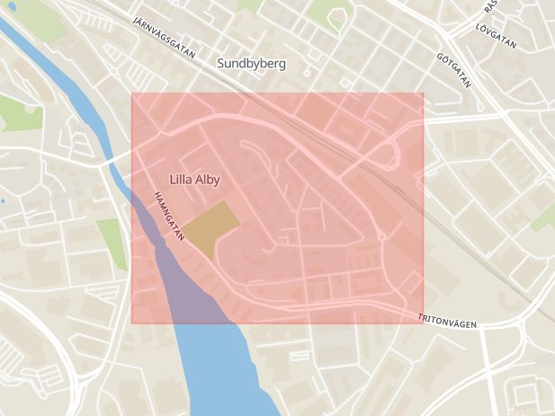 Karta som med röd fyrkant ramar in Landsvägen, Sundbyberg, Stockholms län