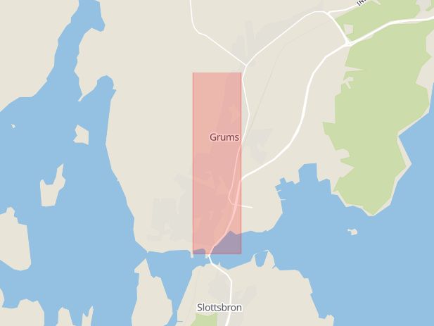 Karta som med röd fyrkant ramar in Sulvik, Arvika, Grums, Gamla Vägen, Slottsbron, Storgatan, Forshaga, Värmlands län