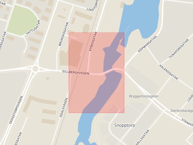 Karta som med röd fyrkant ramar in Stålforsbron, Eskilstuna, Södermanlands län