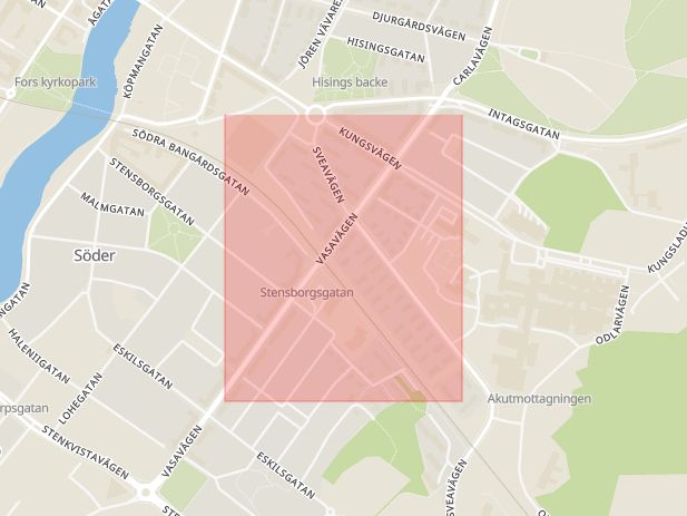 Karta som med röd fyrkant ramar in Lundbladsvägen, Eskilstuna, Södermanlands län