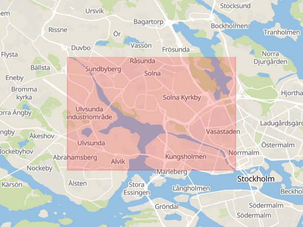 Karta som med röd fyrkant ramar in Klara Sjö, Stockholm, Stockholms län