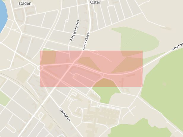 Karta som med röd fyrkant ramar in Intagsgatan, Eskilstuna, Södermanlands län