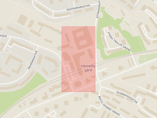 Karta som med röd fyrkant ramar in Hässelby Torg, Stockholm, Stockholms län