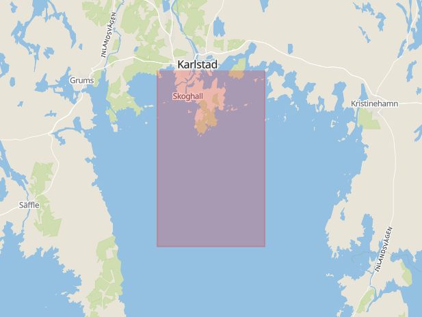 Karta som med röd fyrkant ramar in Hammarö Kommun, Hammarö, Värmlands län