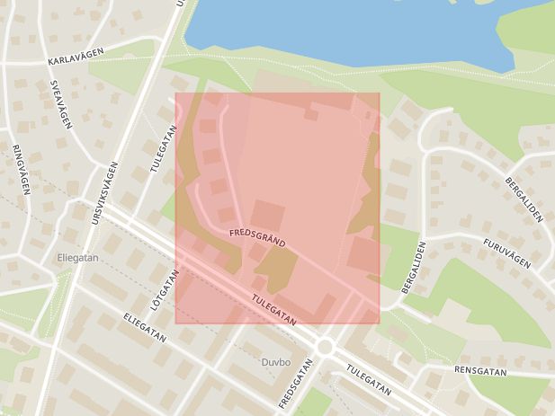 Karta som med röd fyrkant ramar in Fredsgränd, Sundbyberg, Stockholms län