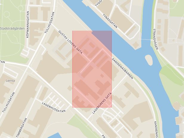 Karta som med röd fyrkant ramar in Hamn, Karlstad, Värmlands län