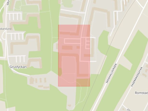 Karta som med röd fyrkant ramar in Gruvplan, Karlstad, Värmlands län