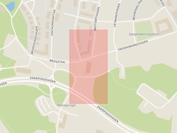 Karta som med röd fyrkant ramar in Järvastaden, Solna, Stockholms län