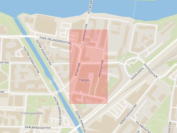 Karta som med röd fyrkant ramar in Karlstad, Arvika, Haga, Fagerås, Värmlands län