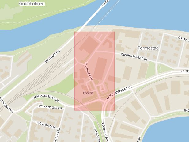Karta som med röd fyrkant ramar in Karlstad, Varberg, Värmlands län