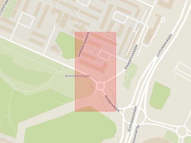 Karta som med röd fyrkant ramar in Rinkeby, Knutby, Stockholm, Stockholms län
