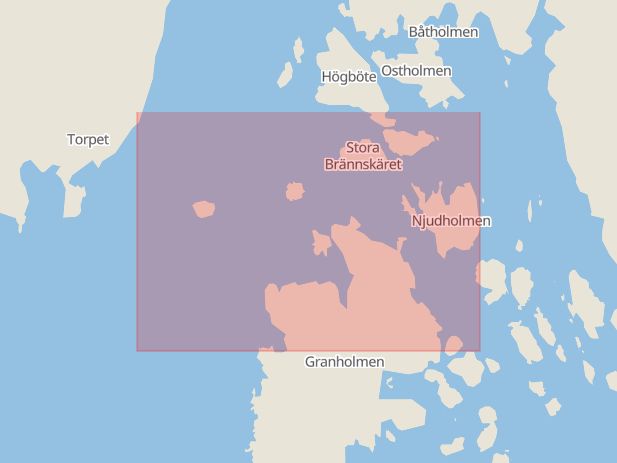 Karta som med röd fyrkant ramar in Drev, Granholmen, Södertälje, Stockholms län