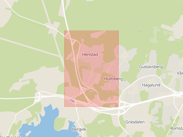 Karta som med röd fyrkant ramar in Körkarlsvägen, Karlstad, Värmlands län