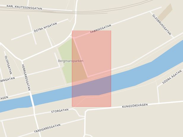Karta som med röd fyrkant ramar in Granngården, Arboga, Västmanlands län