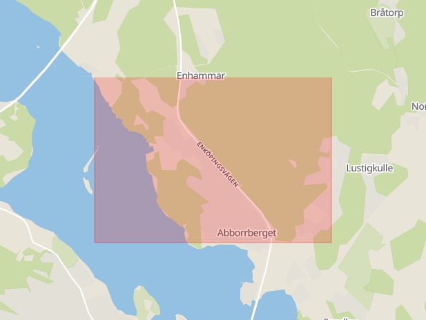 Karta som med röd fyrkant ramar in Abborrberget, Strängnäs, Södermanlands län