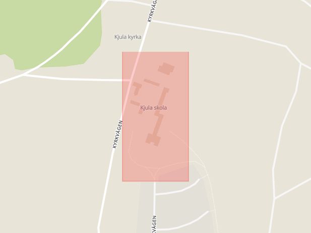 Karta som med röd fyrkant ramar in Kjula Skola, Eskilstuna, Södermanlands län