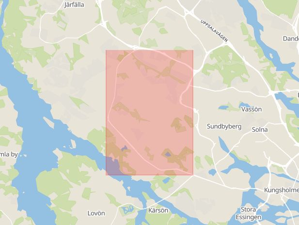 Karta som med röd fyrkant ramar in Brommaplan, Bergslagsvägen, Stockholm, Stockholms län