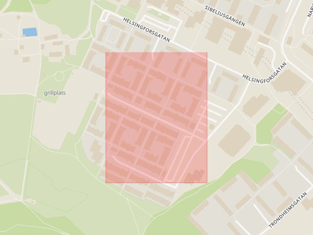 Karta som med röd fyrkant ramar in Imatragatan, Akalla, Stockholm, Stockholms län