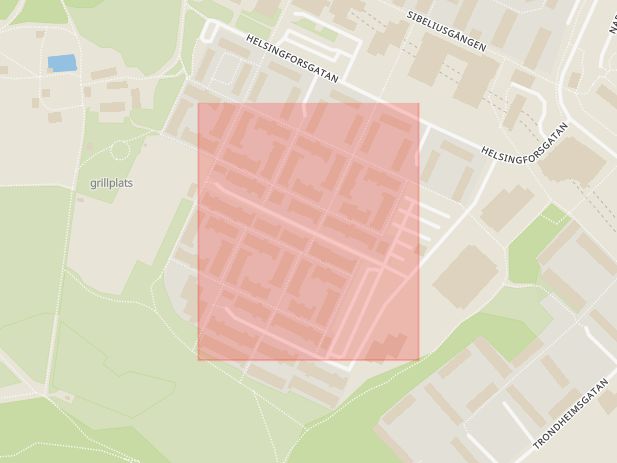 Karta som med röd fyrkant ramar in Akalla, Imatragatan, Stockholm, Stockholms län