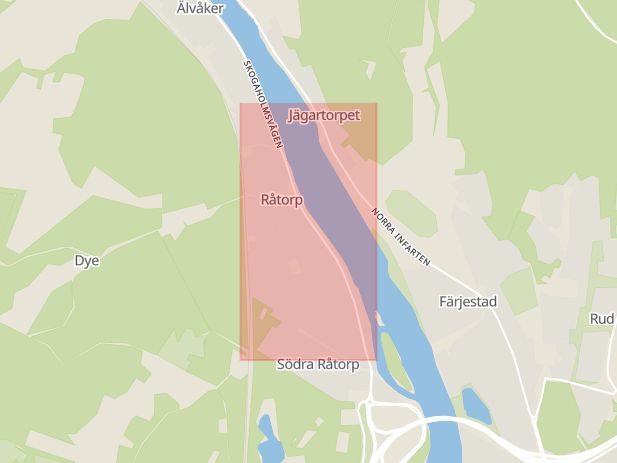Karta som med röd fyrkant ramar in Råtorp, Ringgatan, Karlstad, Värmlands län