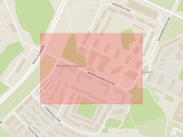 Karta som med röd fyrkant ramar in Mariehamnsgatan, Stockholm, Stockholms län