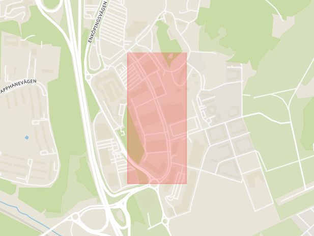 Karta som med röd fyrkant ramar in Herrestavägen, Barkarby, Järfälla, Stockholms län