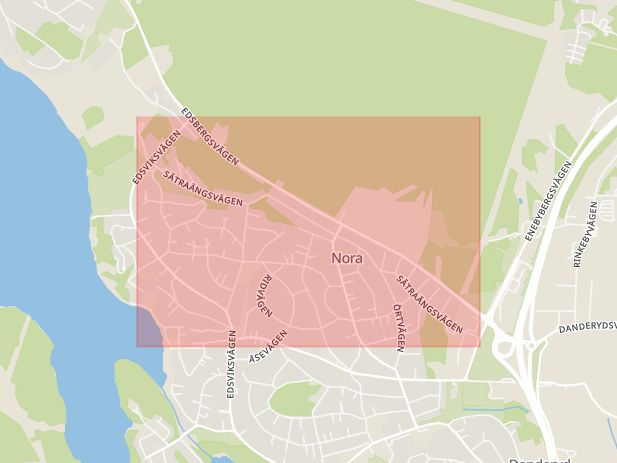 Karta som med röd fyrkant ramar in Norrmalm, Stockholm, Sätraängsvägen, Danderyd, Stockholms län
