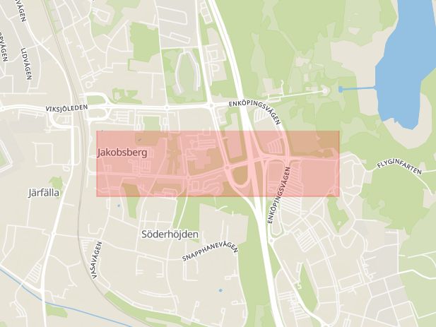 Karta som med röd fyrkant ramar in Solna, Folkungavägen, Järfälla, Stockholms län