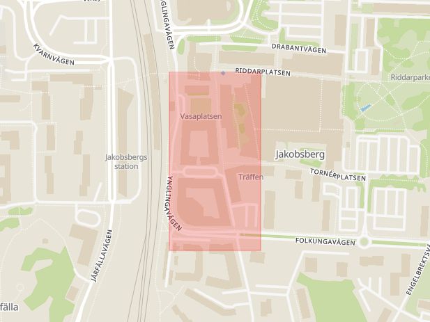 Karta som med röd fyrkant ramar in Järfälla Kommun, Enköpingsvägen, Kallhäll, Högsta, Herrestavägen, Järfälla, Stockholms län