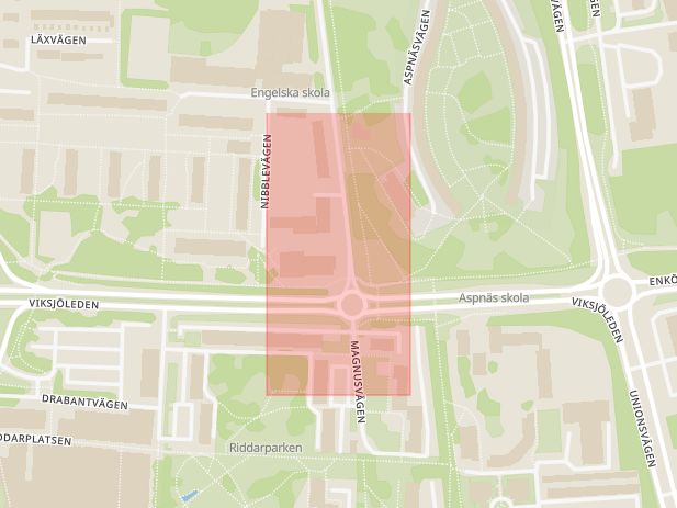 Karta som med röd fyrkant ramar in Barkarby, Poli, Järfälla, Stockholms län