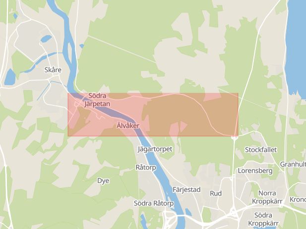 Karta som med röd fyrkant ramar in Gravaleden, Karlstad, Värmlands län