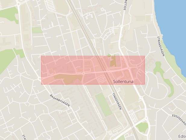 Karta som med röd fyrkant ramar in Bygdevägen, Tureberg, Sollentuna, Stockholms län