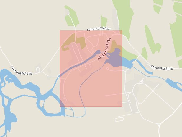 Karta som med röd fyrkant ramar in Johans Väg, Fellingsbro, Lindesberg, Örebro län