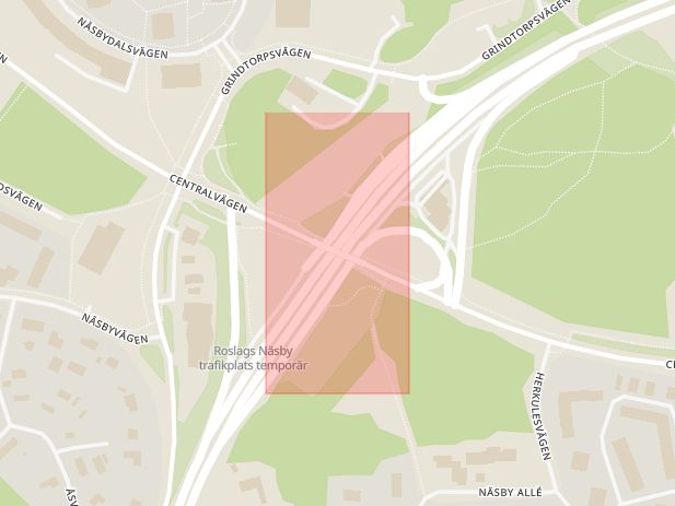 Karta som med röd fyrkant ramar in Trafikplats Kista, Stockholms län