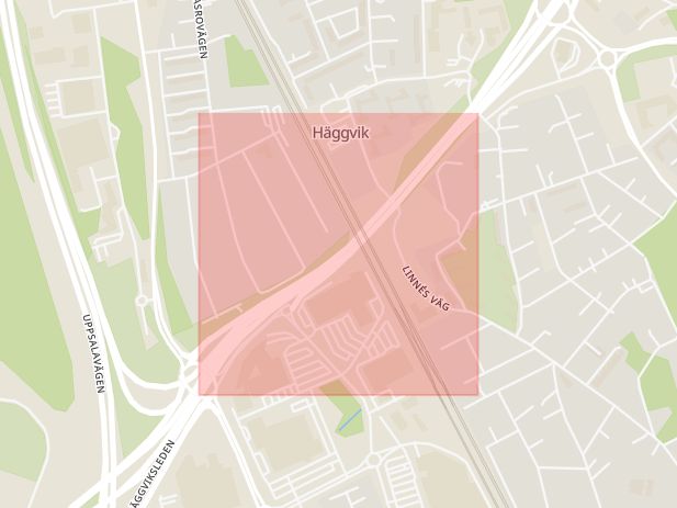 Karta som med röd fyrkant ramar in Häggviksleden, Häggvik, Sollentuna, Stockholms län