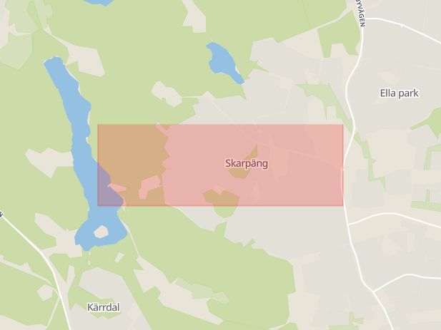 Karta som med röd fyrkant ramar in Skarpäng, Rösjövägen, Täby, Stockholms län